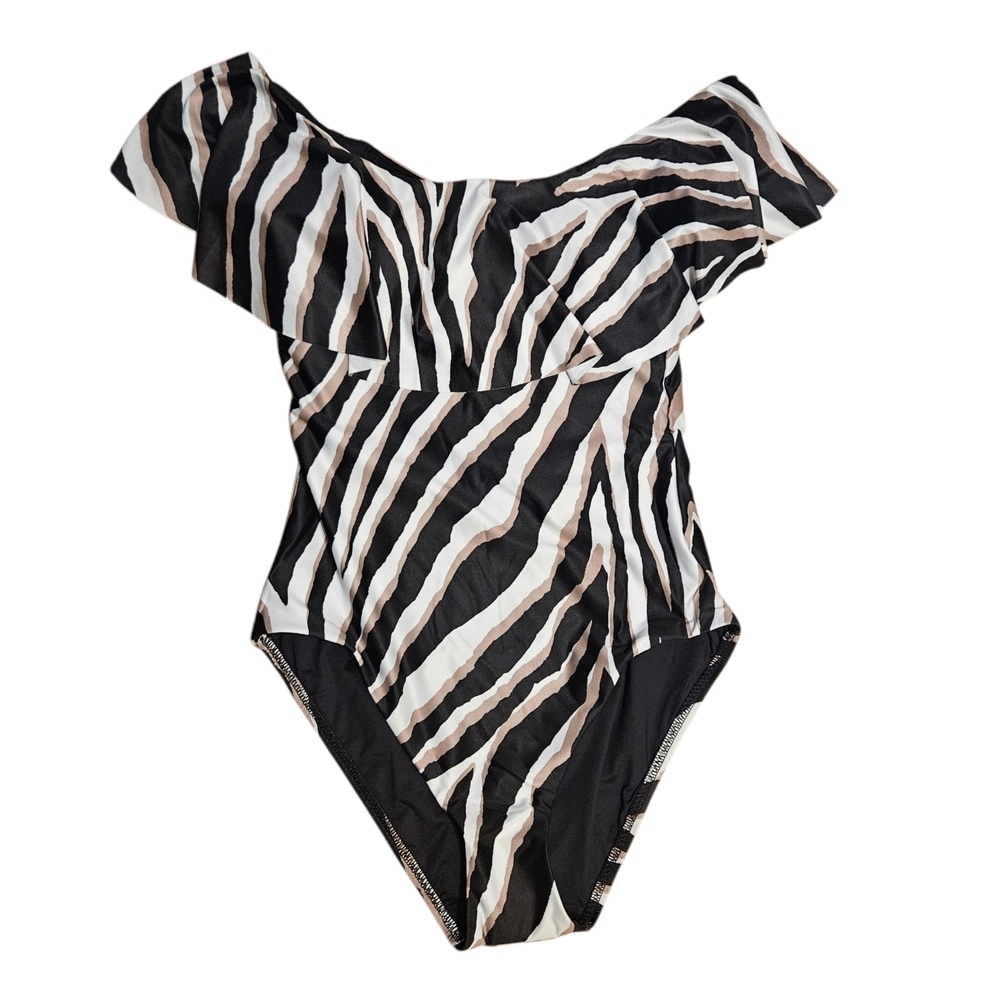 Trina Turk Vivant One Piece Off Shoulder Ruffle Size 4 - Picture 4 of 16